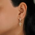 thumbnail image 3 of 0.50 CT. T.W. Diamond Cross Hoop Earrings in 14K Gold, 3 of 5