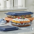 thumbnail image 1 of Pyrex Sculpted Tinted 4-Piece Glass Baking Dish Set with Airtight Lids, 1 of 7