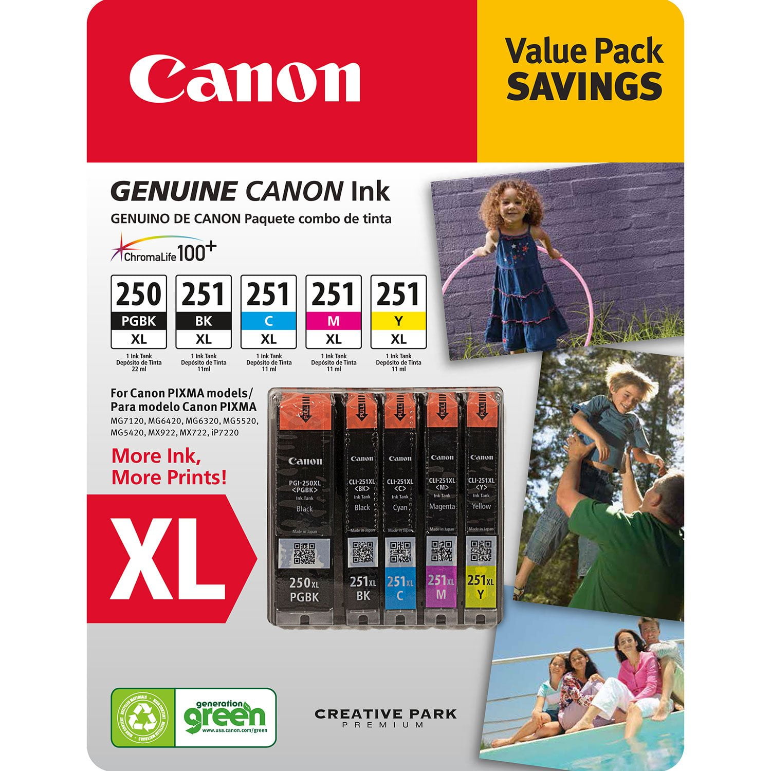 Canon PGI-250XL/CLI-251 XL Ink Tank Catridge, Black/Cyan/Magenta