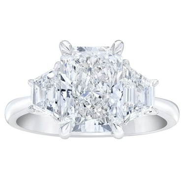 Lab Created Diamond Radiant Engagement Ring in 18K White Gold