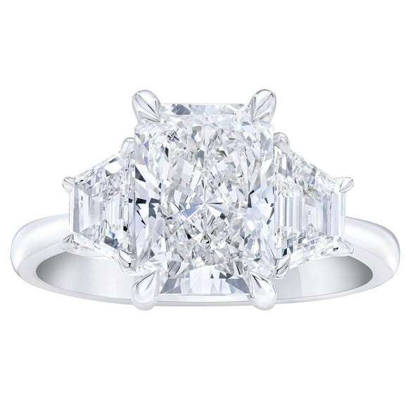Lab Created Diamond Radiant Engagement Ring in 18K White Gold