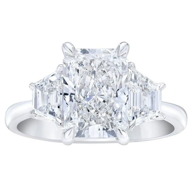 Lab Created Diamond Radiant Engagement Ring in 18K White Gold
