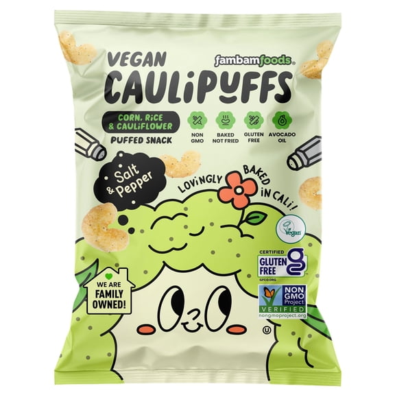 FamBam Foods Caulipuffs Puffed Snack, Salt & Pepper, 13 oz.