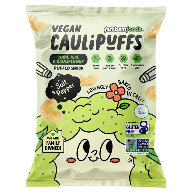 FamBam Foods Caulipuffs Puffed Snack, Salt & Pepper, 13 oz.