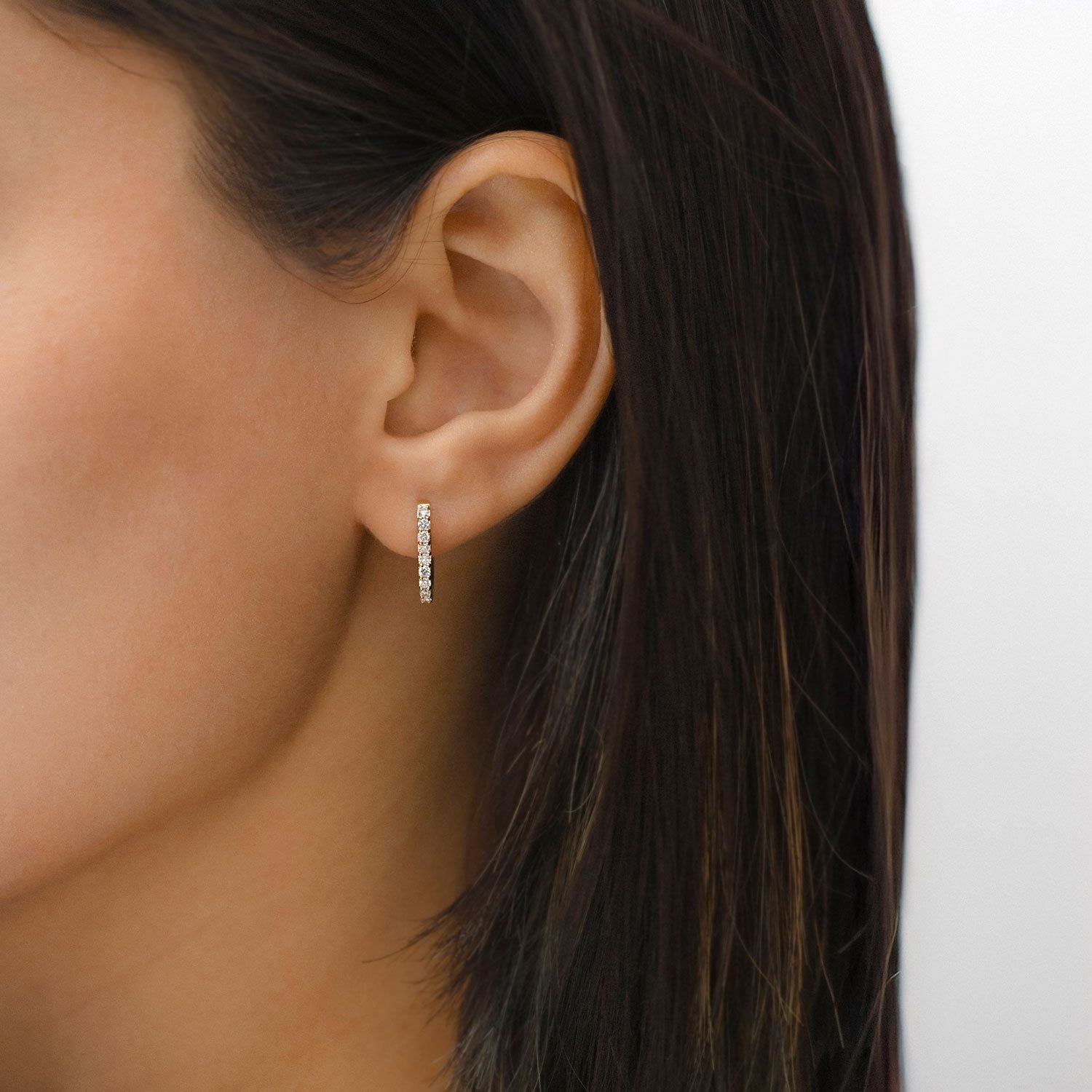 0.23 CT. T.W. Round Cut Heart Shaped Diamond Hoop Earrings