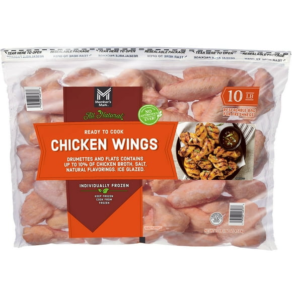 Member's Mark Bone-In Chicken Wings, Frozen, 10 lbs.