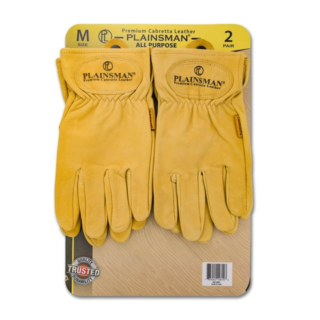 Plainsman Premium Cabretta Tan Leather Gloves, 2 Pairs