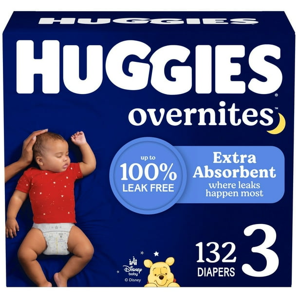 Huggies Overnites Nighttime Baby Diapers, Sizes 3-7