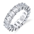 thumbnail image 1 of Lab Created Emerald Cut White Sapphire Eternity Ring in Sterling Silver, 1 of 3