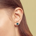 thumbnail image 4 of Round Cut Gemstone & 0.13 CT. T.W. Halo Diamond Stud Earrings in 14K Gold, 4 of 5