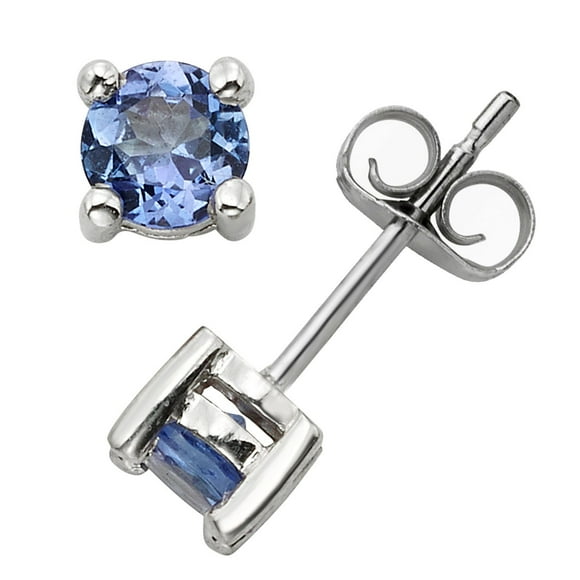 Round Cut Gemstone Stud Earrings in 14K Gold