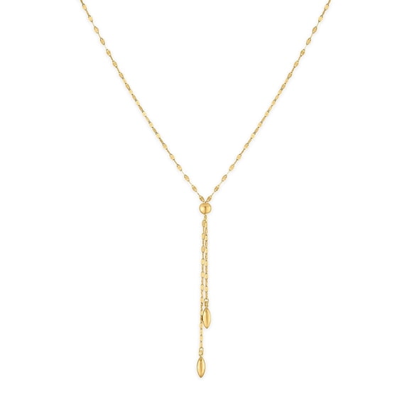 20.5" Adjustable Mirror Chain Lariat Necklace in 14K Gold