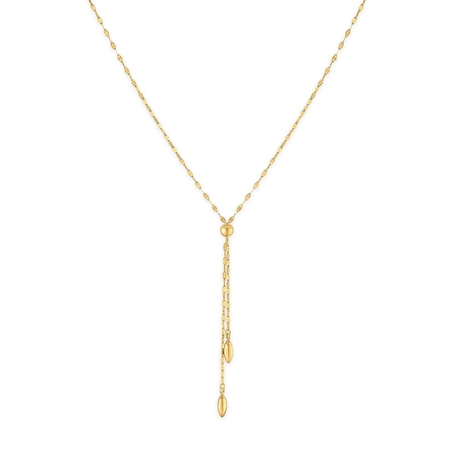 20.5" Adjustable Mirror Chain Lariat Necklace in 14K Gold