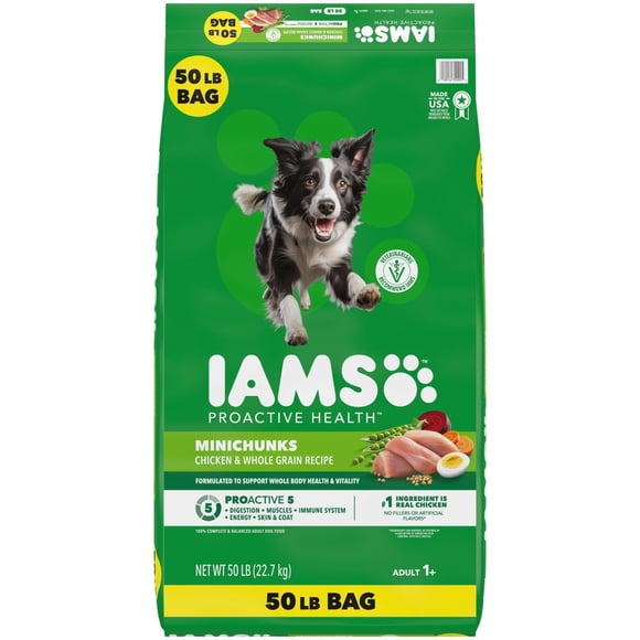 IAMS Proactive Health Minichunks Chicken Recipe Adult Dry Dog Food, 50 lbs.