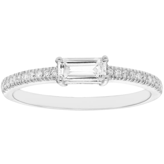 Baguette Cut Gemstone and 0.10 CT. T.W. Diamond Ring in 14K Gold