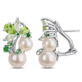thumbnail image 1 of Freshwater Cultured 6-8.5mm Pearl & Gemstone Earrings in Sterling Silver, 1 of 5