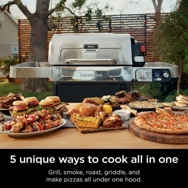 Ninja FlexFlame 5-in-1 Propane Grill & Smoker Outdoor Cooking