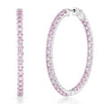 thumbnail image 2 of Lab Created Gemstone Huggie Hoop Earrings in Sterling Silver, 2 of 6