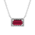 thumbnail image 1 of Baguette Cut Gemstone and 0.06 CT. T.W. Diamond Halo Pendant Necklace in 14K Gold, 1 of 3