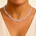 thumbnail image 4 of Multi-Cut Blue Topaz Halo Tennis Necklace in Sterling Silver, 4 of 4