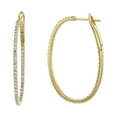 thumbnail image 3 of 1.00 CT. T.W. Round Cut Diamond Oval Hoop Earrings in 14K Gold, 3 of 6