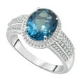 thumbnail image 2 of Treated London Blue Topaz & Halo Diamond Ring in 14K Gold, 2 of 5