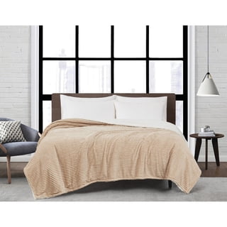 London Fog Plush Corduroy Bed Blanket, Assorted Sizes