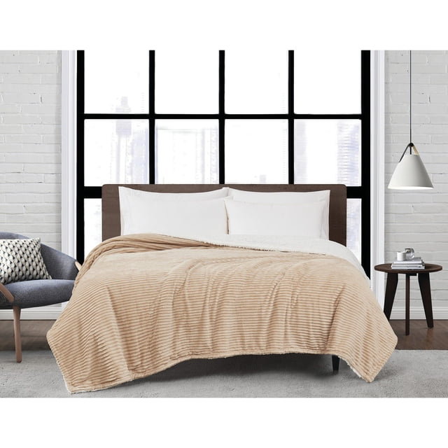 London Fog Plush Corduroy Bed Blanket, Assorted Sizes