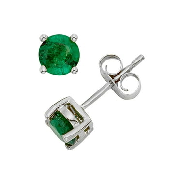 Round Cut Gemstone Stud Earrings in 14K Gold