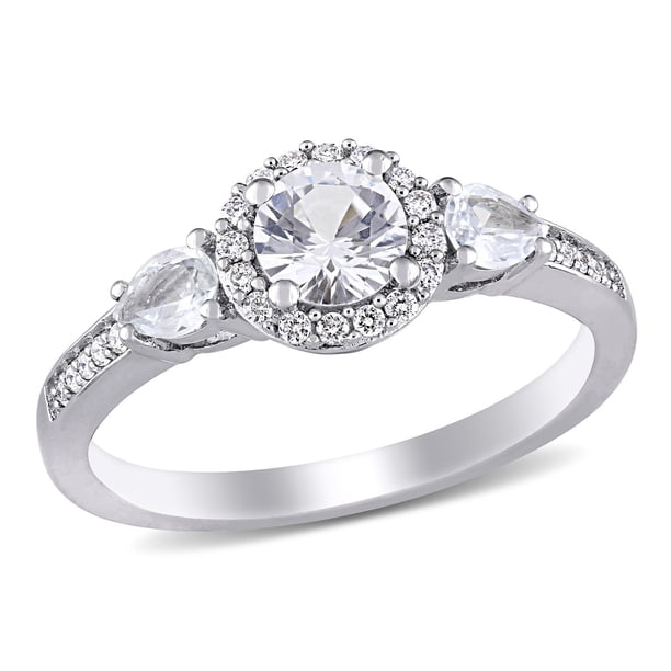 Round 3 Stone Halo Ring in 14k White Gold | Gabriel & Co. ER13441R6W44JJ
