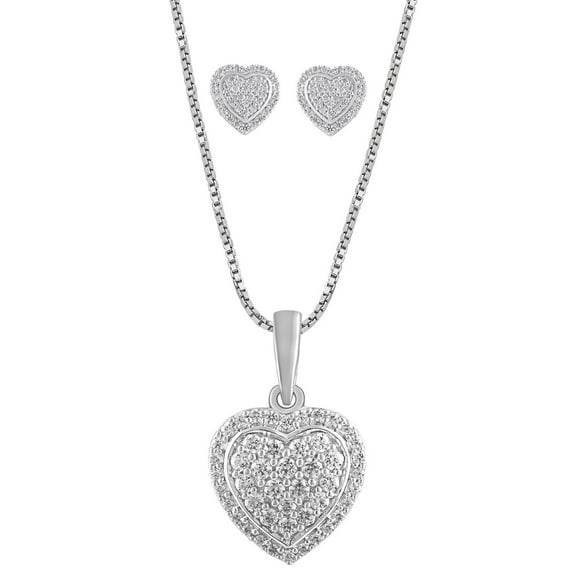 0.50 CT. T.W. Diamond Heart Stud Earring & Pendant Necklace Set in 14K Gold