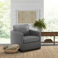 thumbnail image 1 of Cole & Rye Modern Farmhouse Leather Swivel Accent Chair, 1 of 12