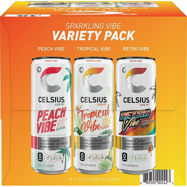 Celsius Live Fit Sparkling Vibe Variety Pack 12 fl. oz., 18 pk