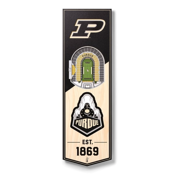 YouTheFan Purdue Boilermakers 6"x19" 3D Stadium View Banner