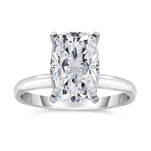 Lab Created Elongated Cushion Cut Diamond Ring in 18K Gold