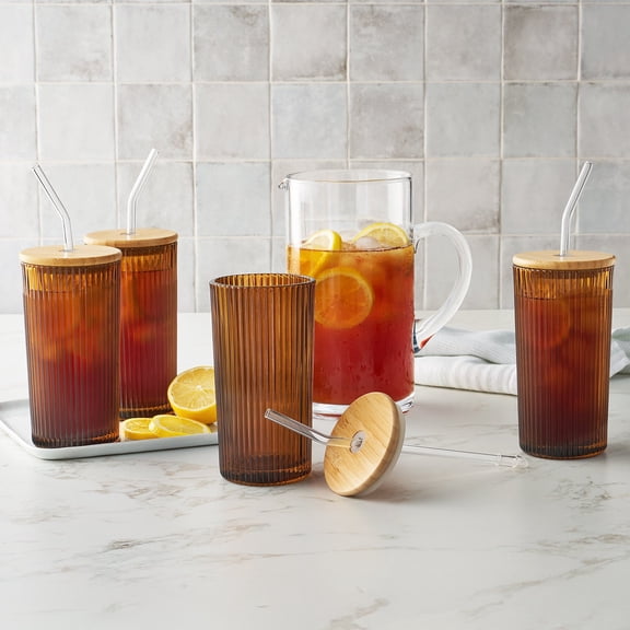 Member's Mark 4-Pack Glass Tumblers with Bamboo Lids