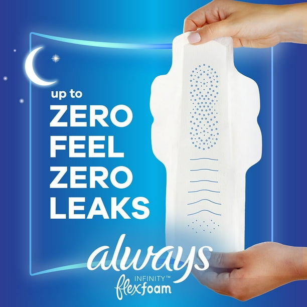 Always Infinity FlexFoam Overnight Pads with Wings, Unscented