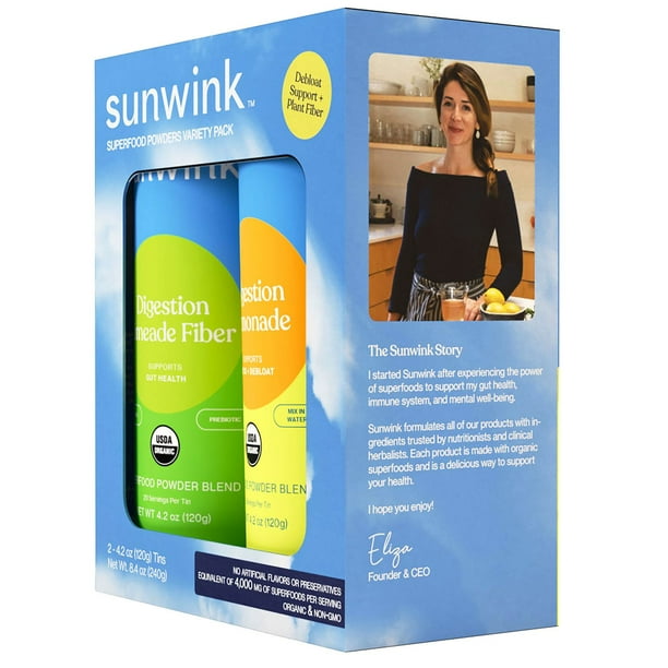 Sunwink Daily Debloat + Fiber Superfood Powder Duo 4.2 oz., 2 pk