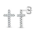 thumbnail image 1 of 0.12 CT. T.W. Round Cut Cross Diamond Stud Earrings in 14K Gold, 1 of 2