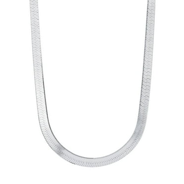 Italian Sterling Silver Herringbone Chain Necklace