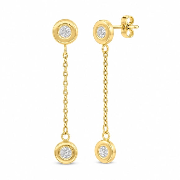 Diamond Cut Bezel Dangle Earrings in 14K Gold