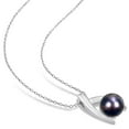 thumbnail image 5 of 9.5-10 mm Black Round Tahitian Pearl Drop Pendant in Sterling Silver, 5 of 7