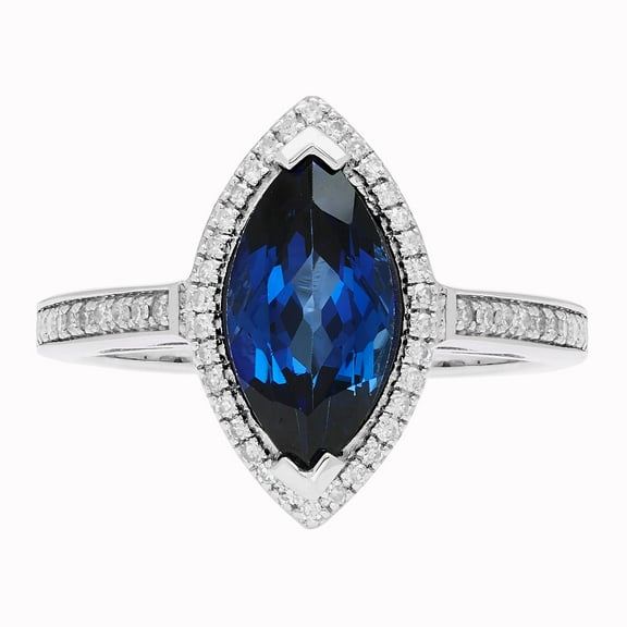 Marquise Cut Gemstone & .20 CT TW Diamond Ring in Sterling Silver
