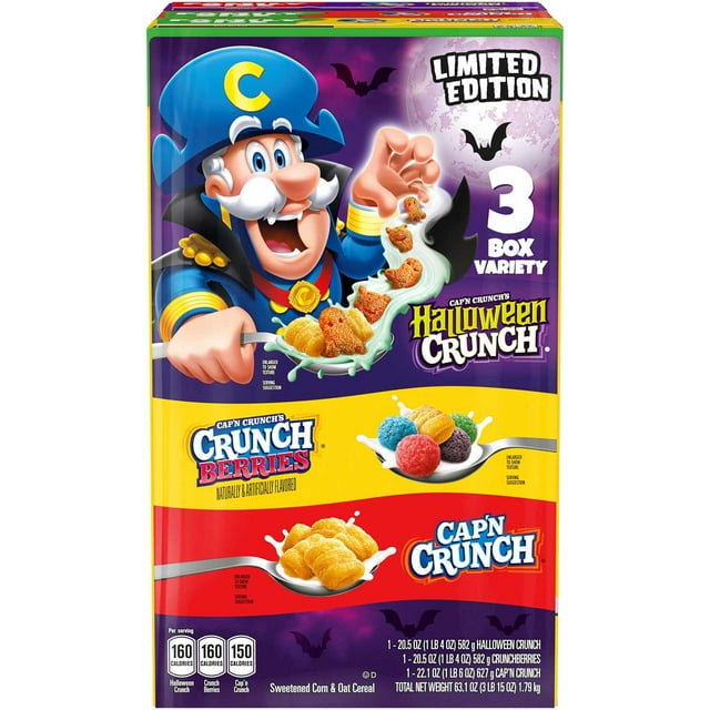 Halloween Cap'n Crunch Cereal Family Size Variety Pack, 63.1 oz.