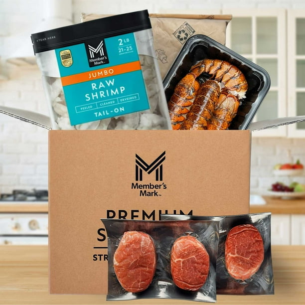 魚介類(加工食品) members mark dried seafood gift box Member's Mark Premium Surf and Turf Curated Box, Frozen, 4.38 lbs