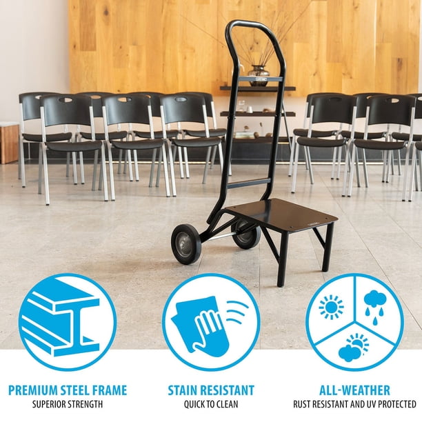 Lifetime Stacking Chair Dolly Cart – Holds 8 Chairs, Powder-Coated Steel, Easy-Move Caster Wheels