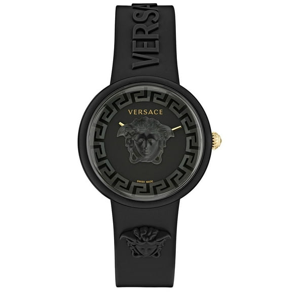 Versace Medusa Pop Swiss Quartz Black Silicone Watch, 39mm