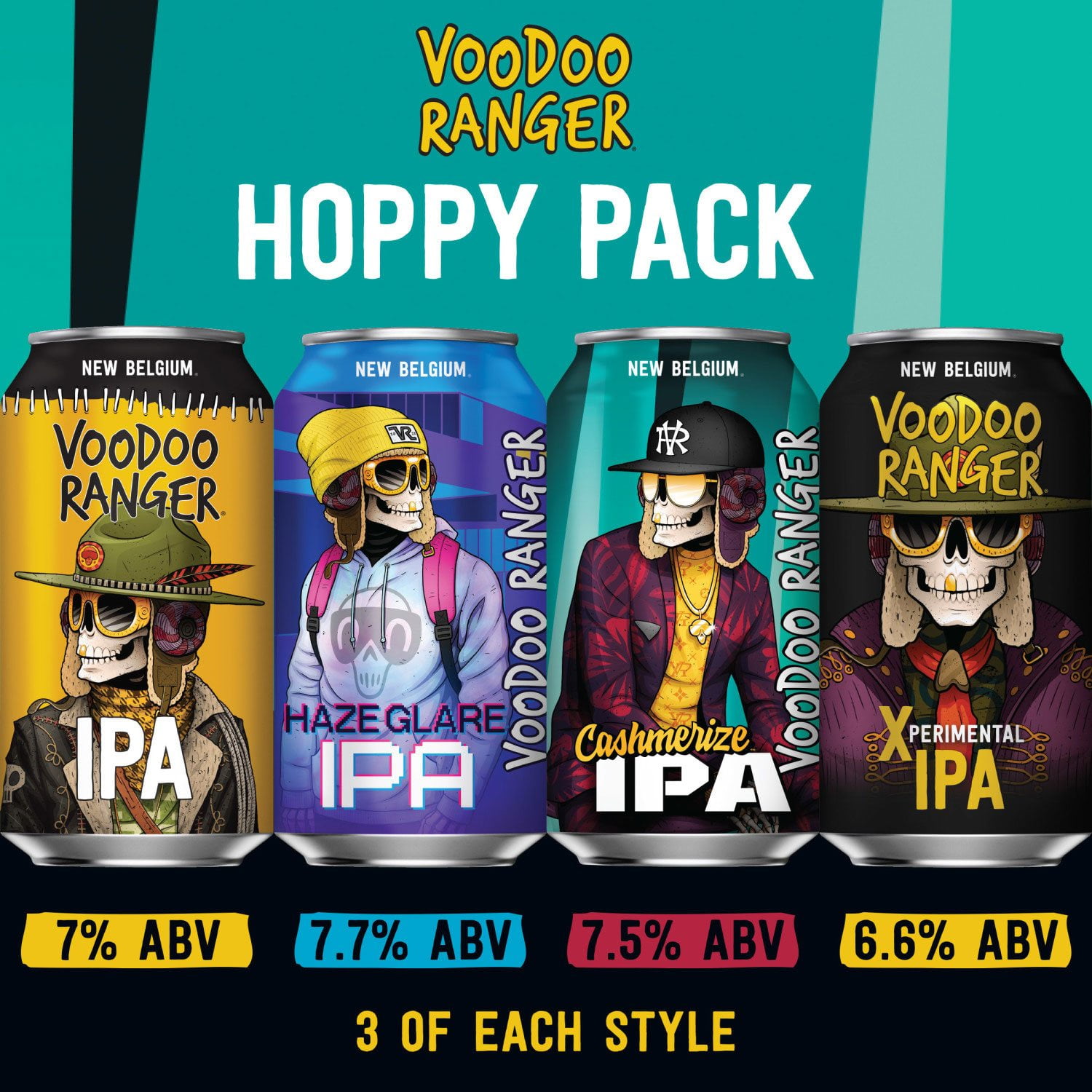 New Belgium VooDoo Ranger Hoppy India Pale Ale Beer Variety Pack