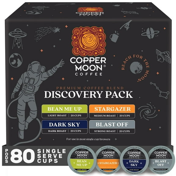 Copper Moon Coffee Variety Roast Coffee Pods, Discovery Pack, 80 ct.