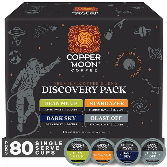 Copper Moon Coffee Variety Roast Coffee Pods, Discovery Pack, 80 ct.